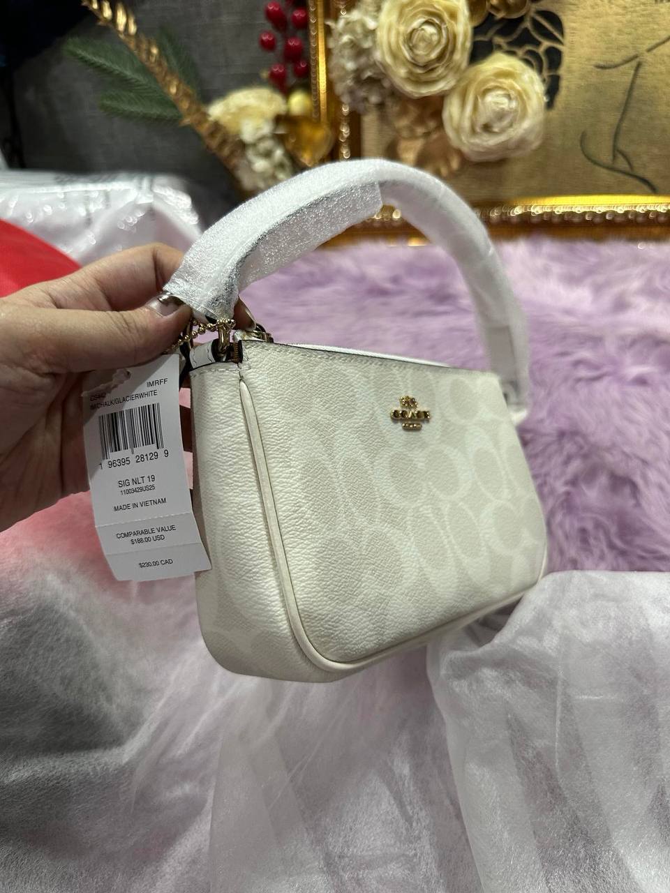 ORIG & IMPORTED Coach Nolita 19 In Signature Canvas Glacier White Small Kilikili Bag