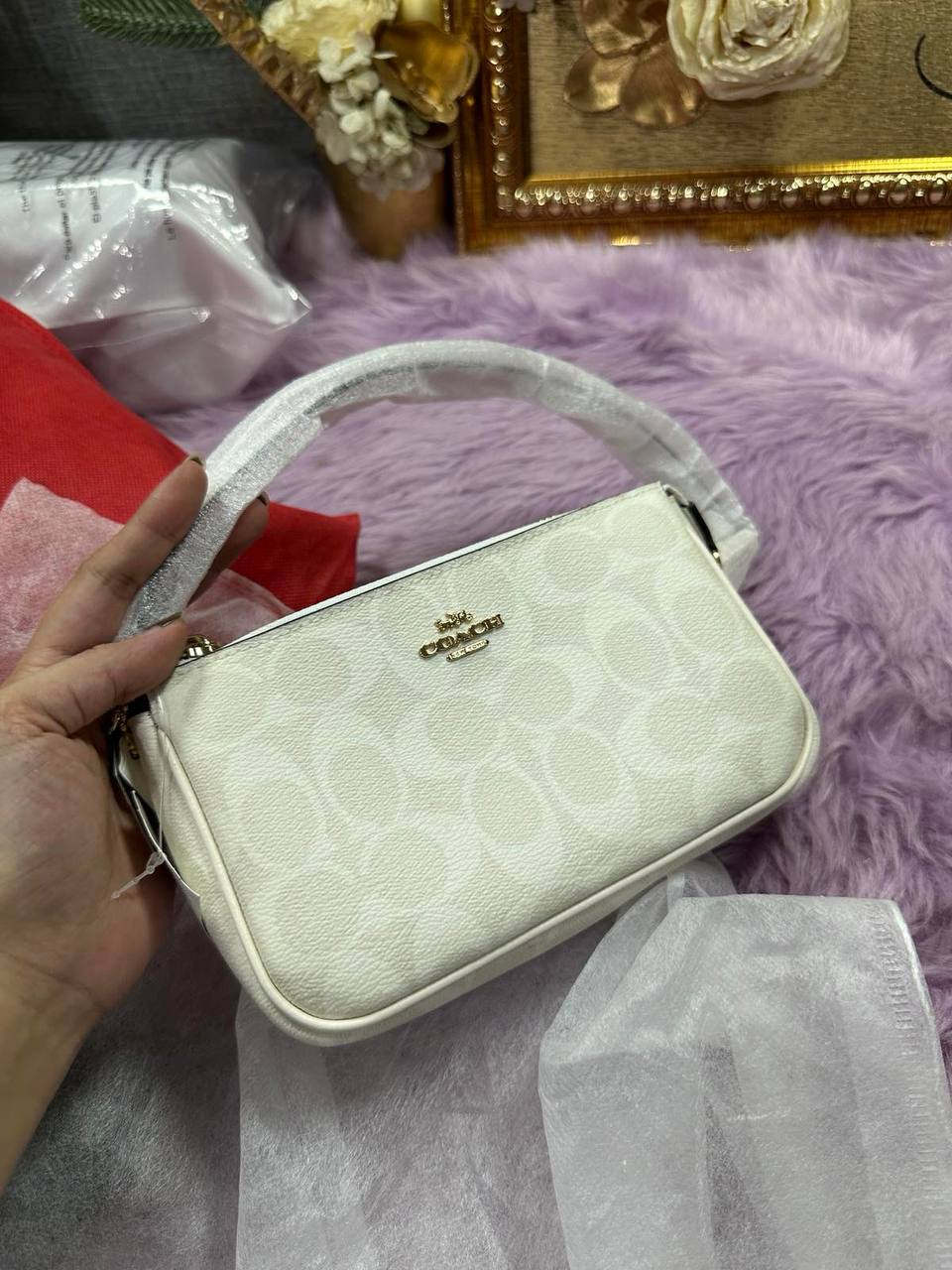 ORIG & IMPORTED Coach Nolita 19 In Signature Canvas Glacier White Small Kilikili Bag
