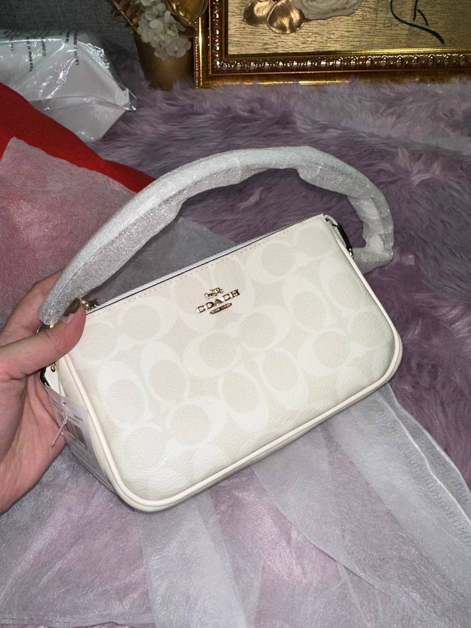 ORIG & IMPORTED Coach Nolita 19 In Signature Canvas Glacier White Small Kilikili Bag