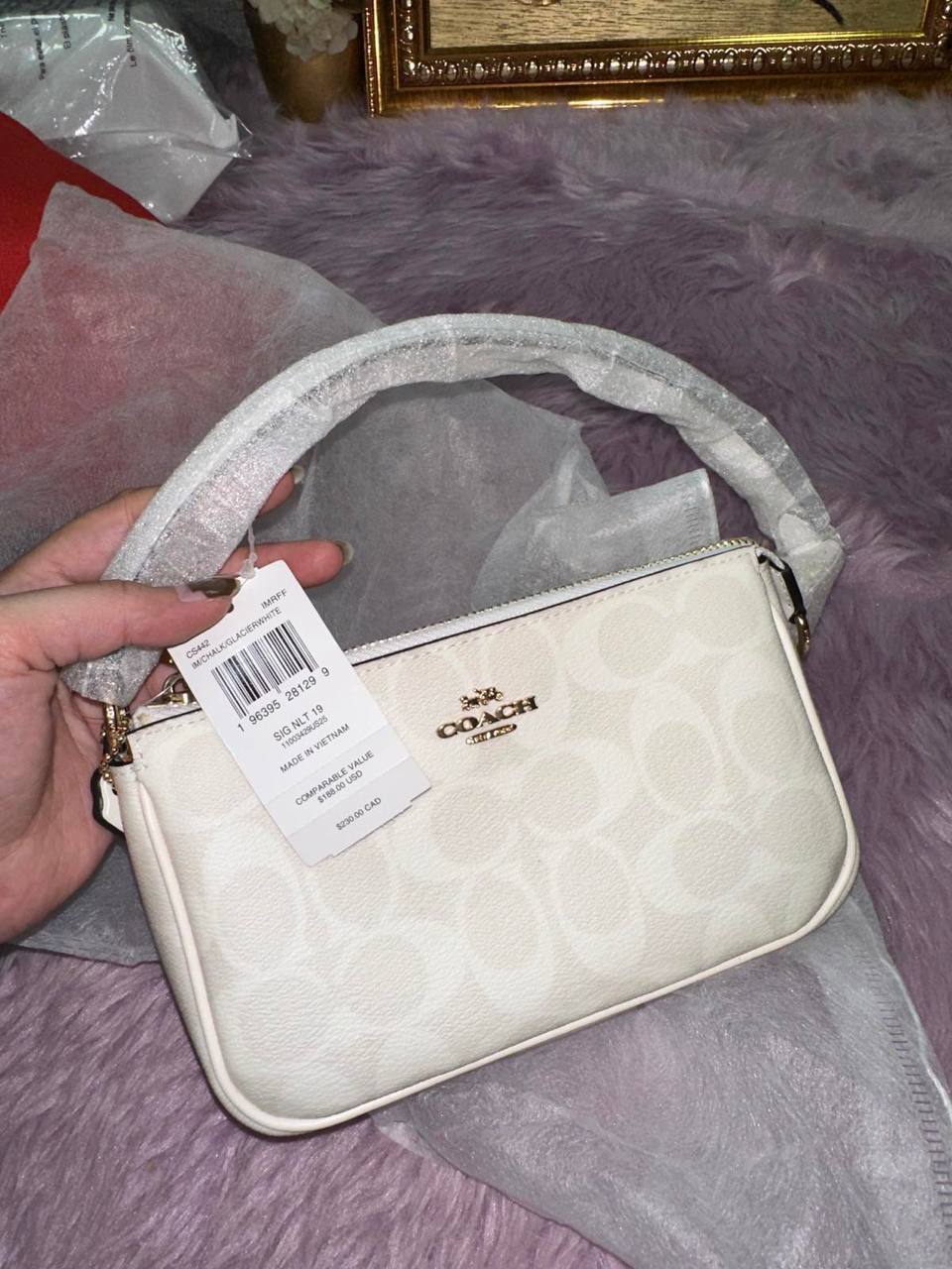 ORIG & IMPORTED Coach Nolita 19 In Signature Canvas Glacier White Small Kilikili Bag