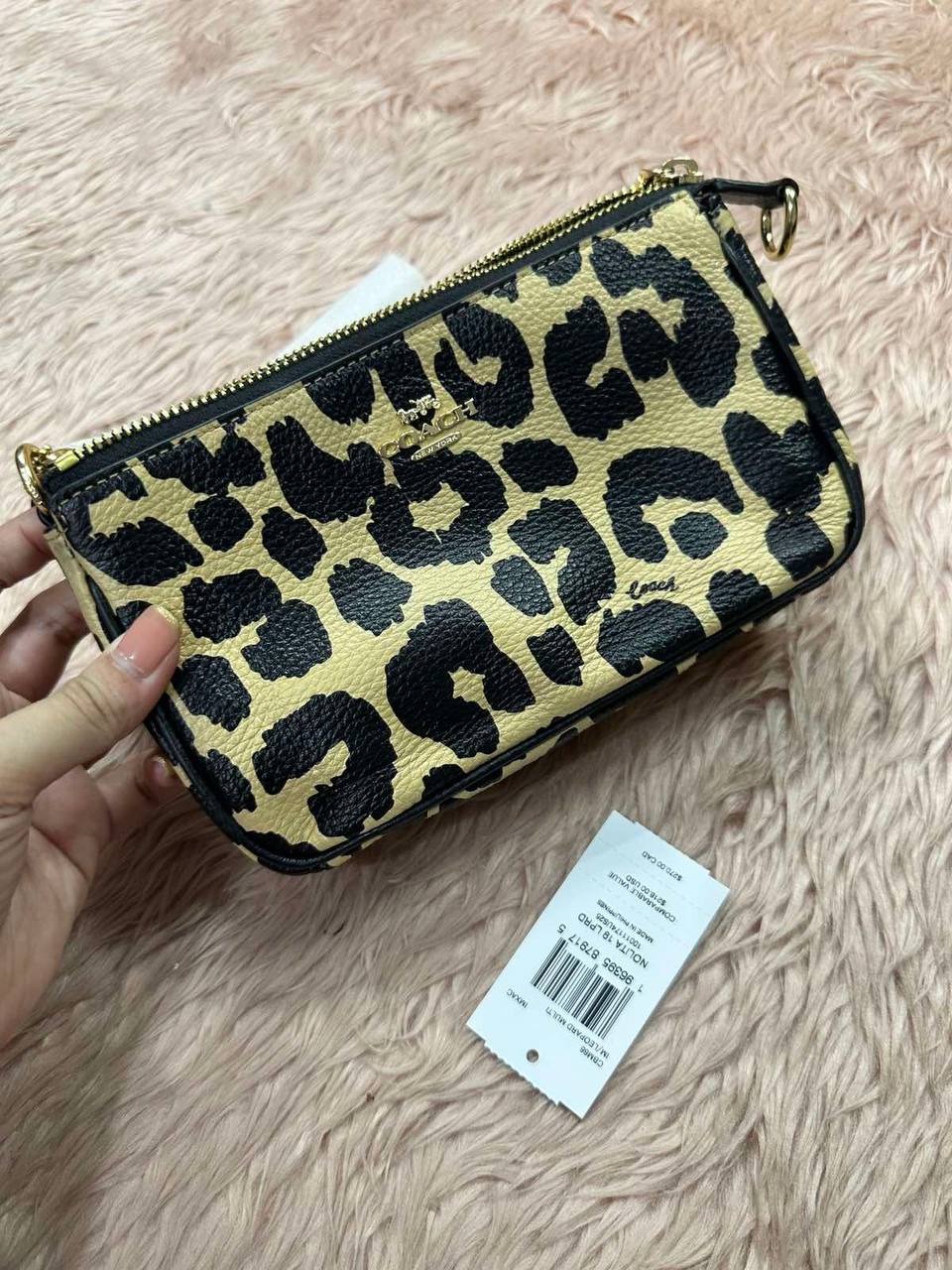ORIG & IMPORTED Coach Nolita 19 With Leopard Print Small Bag Chain Strap
