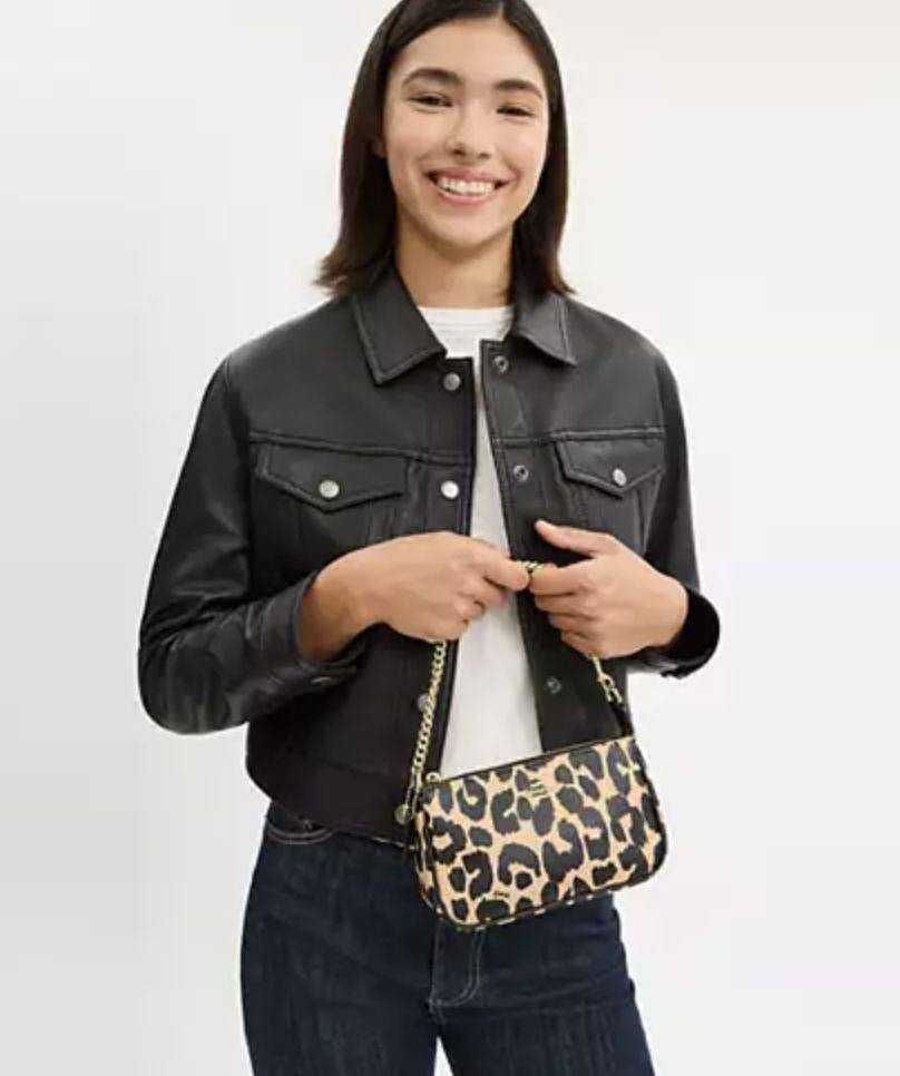 ORIG & IMPORTED Coach Nolita 19 With Leopard Print Small Bag Chain Strap