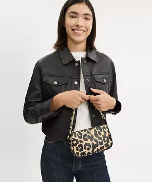 ORIG & IMPORTED Coach Nolita 19 With Leopard Print Small Bag Chain Strap