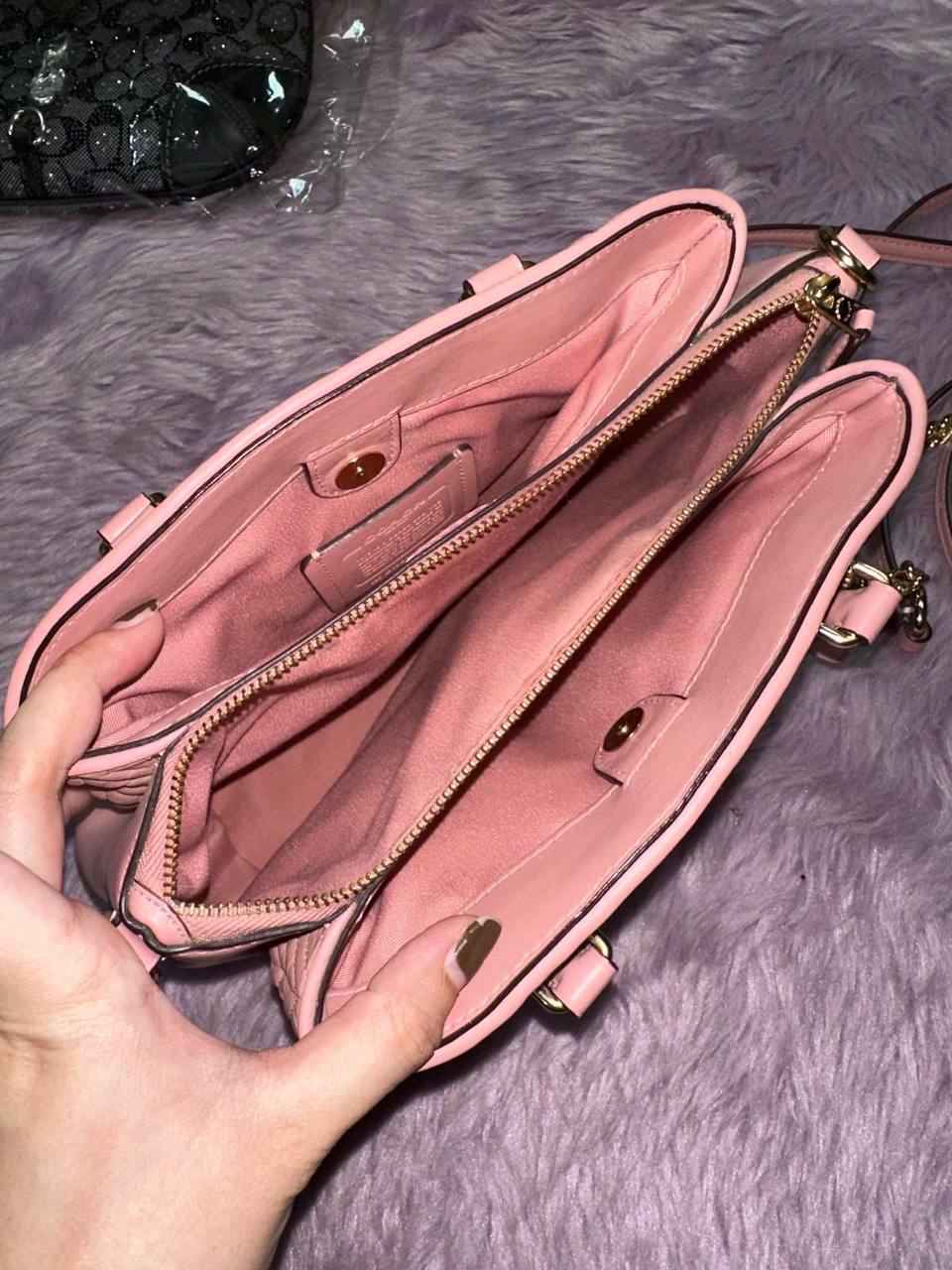 ORIG Preloved RARE Coach Mini Sage Carryall Satchel Small Pink Quilted Bag