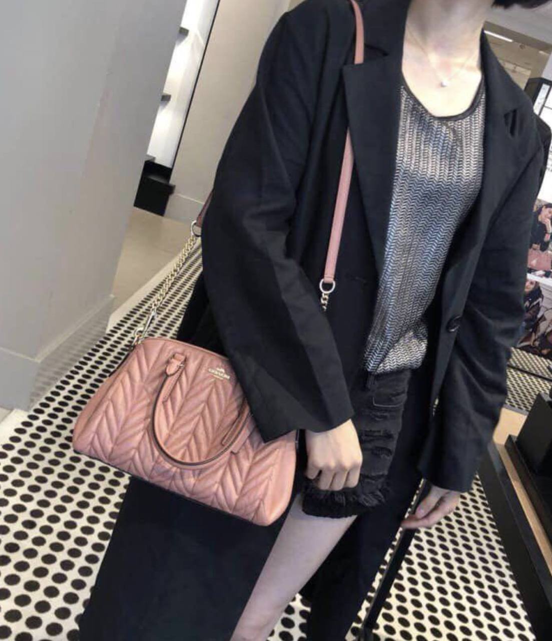 ORIG Preloved RARE Coach Mini Sage Carryall Satchel Small Pink Quilted Bag