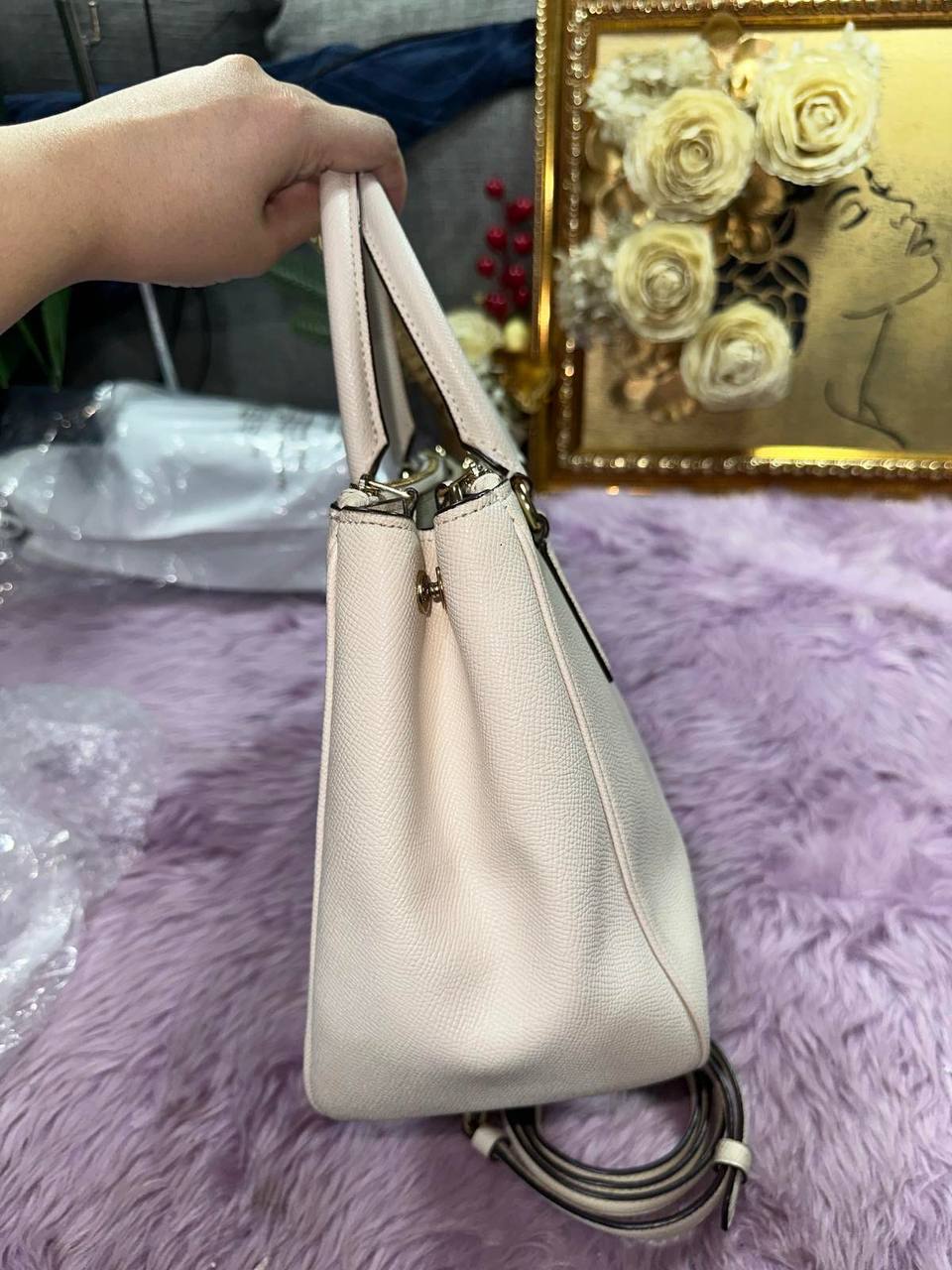 ORIG Preloved Coach Surrey Carryall Satchel White Bag