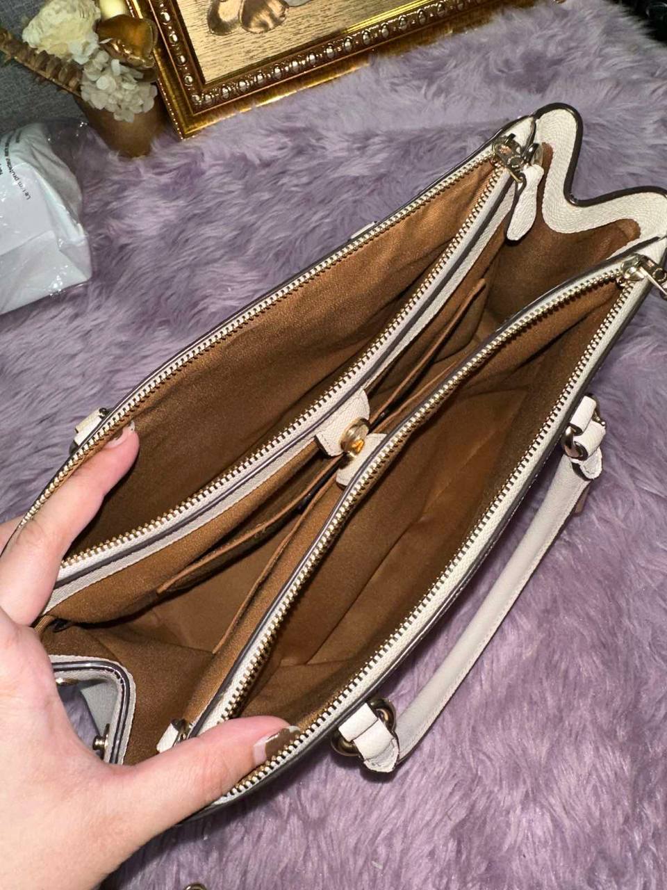 ORIG Preloved Coach Surrey Carryall Satchel White Bag