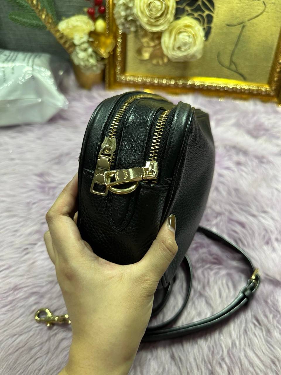 ORIG Preloved Coach Jes Crossbody Double Zip Black Bag