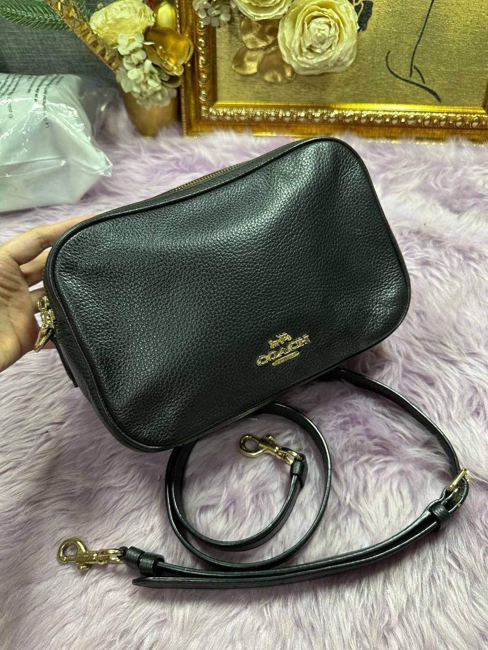 ORIG Preloved Coach Jes Crossbody Double Zip Black Bag