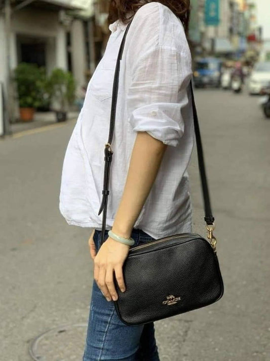 ORIG Preloved Coach Jes Crossbody Double Zip Black Bag