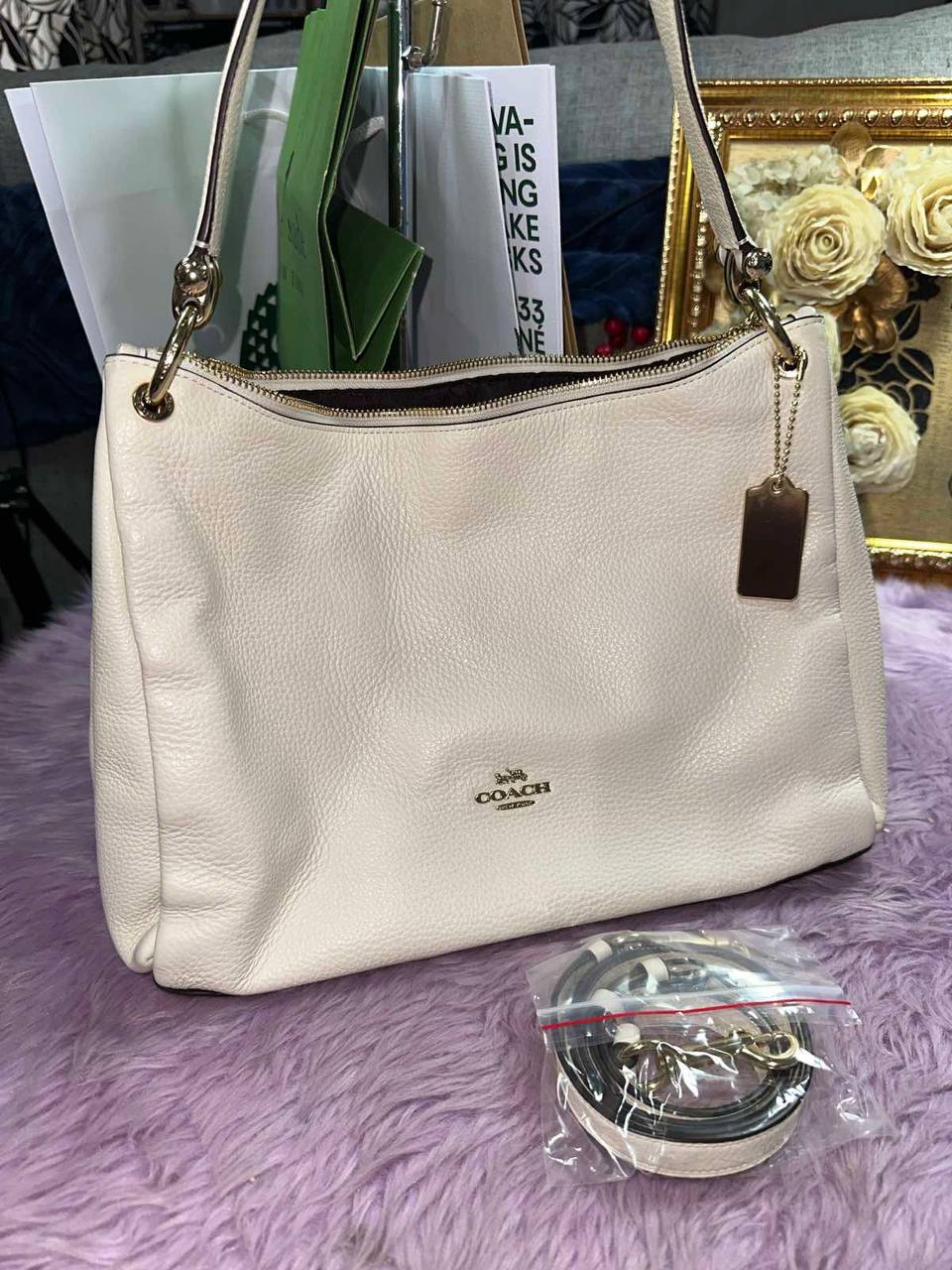 ORIG Preloved Coach Mia Shoulder White Bag