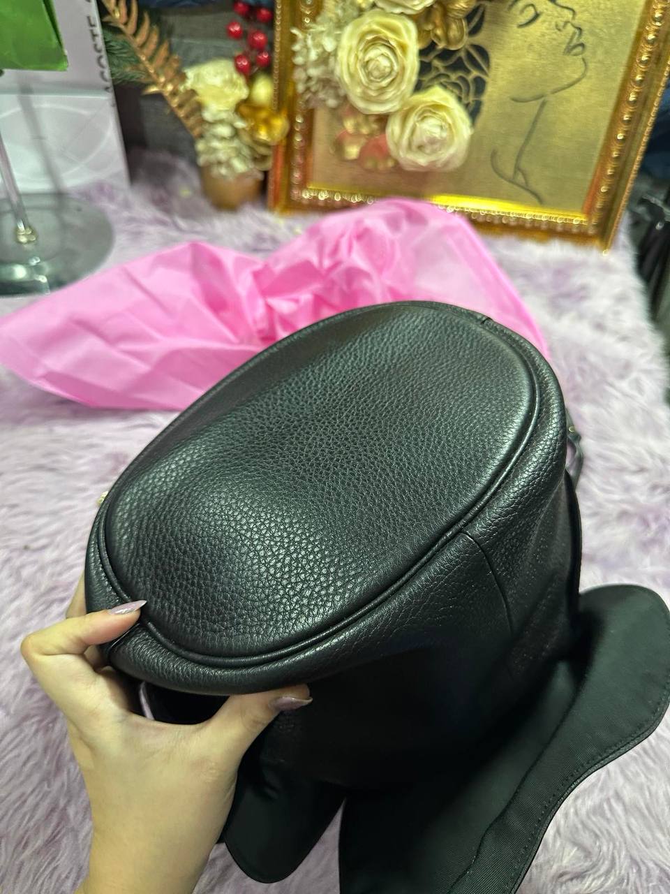 ORIG Preloved RARE Coach Petal Bag 22 Small Bucket Black Bag