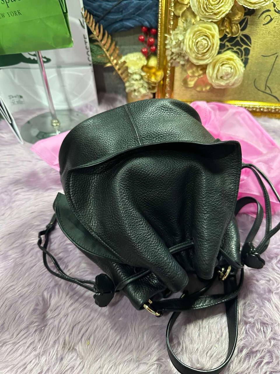 ORIG Preloved RARE Coach Petal Bag 22 Small Bucket Black Bag