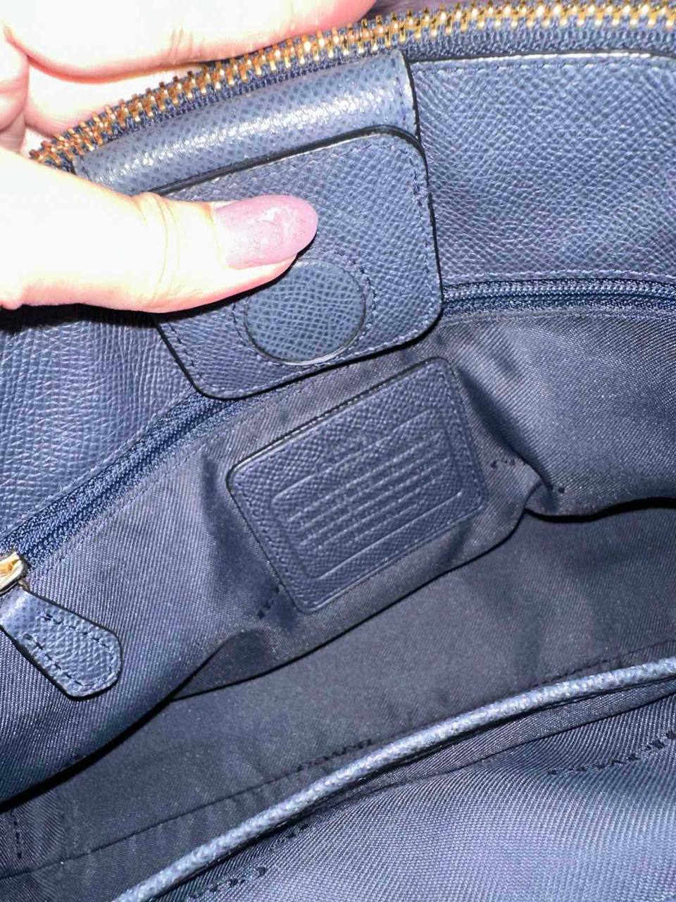 ORIG Preloved Coach Stanton Carryall 26 in Crossgrain Leather Blue Bag