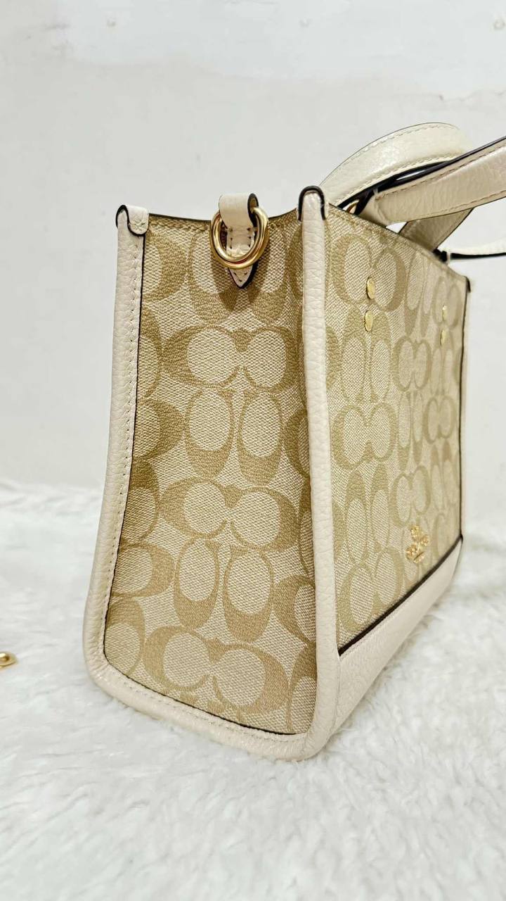 ORIG Preloved Coach Dempsey Tote Bag 22 In Signature Canvas Light Khaki