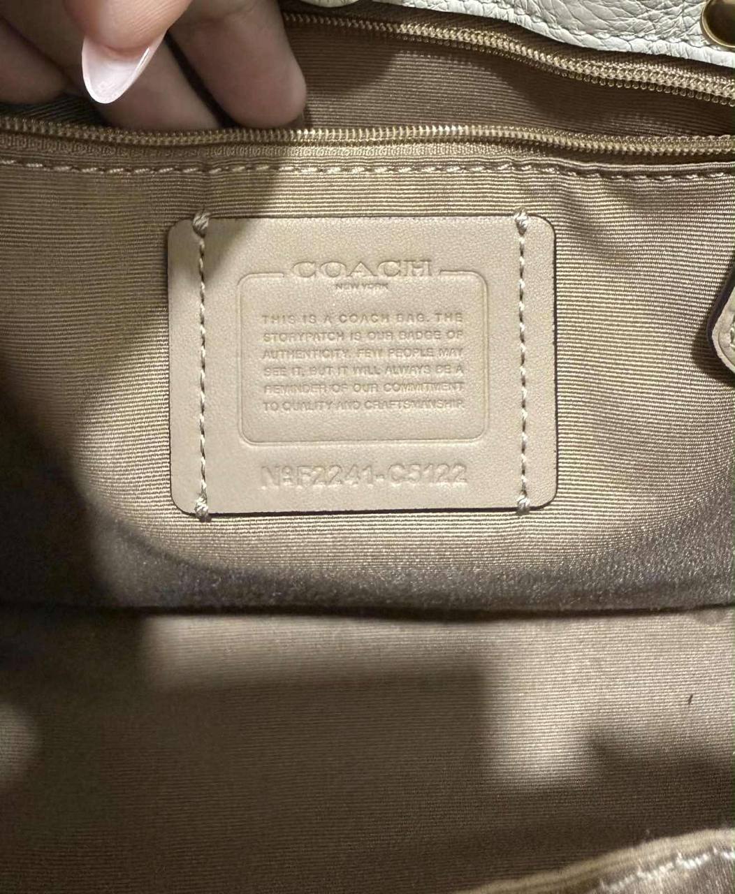 ORIG Preloved Coach Dempsey Tote Bag 22 In Signature Canvas Light Khaki