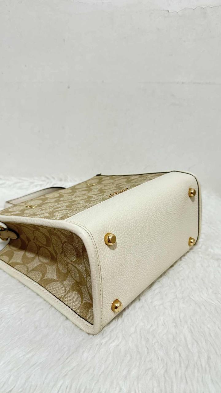 ORIG Preloved Coach Dempsey Tote Bag 22 In Signature Canvas Light Khaki