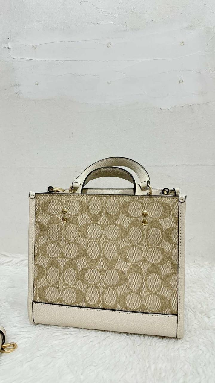 ORIG Preloved Coach Dempsey Tote Bag 22 In Signature Canvas Light Khaki