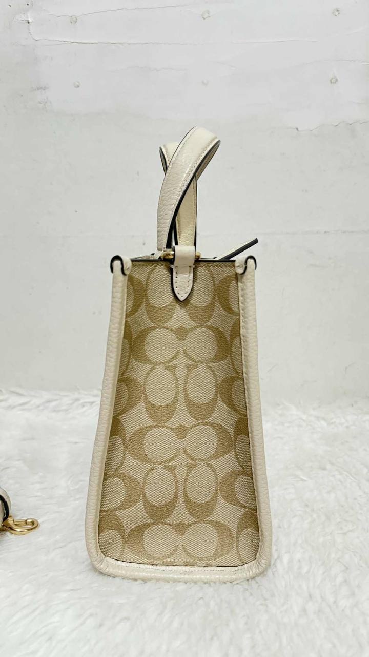 ORIG Preloved Coach Dempsey Tote Bag 22 In Signature Canvas Light Khaki