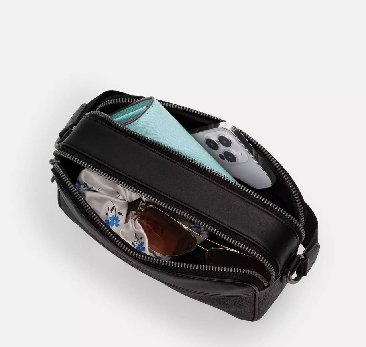 ORIG Preloved Coach Graham Crossbody Black Double Zip Men Bag