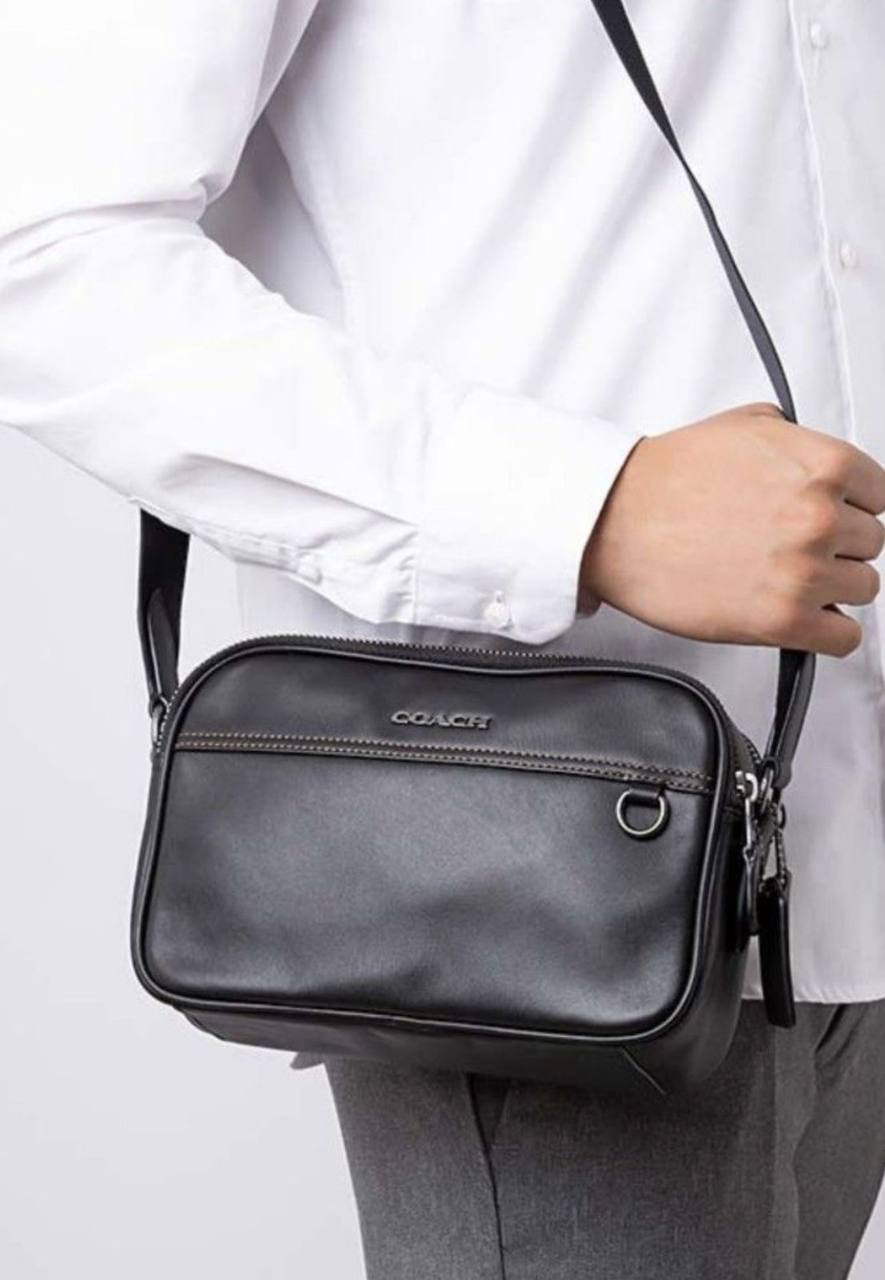 ORIG Preloved Coach Graham Crossbody Black Double Zip Men Bag