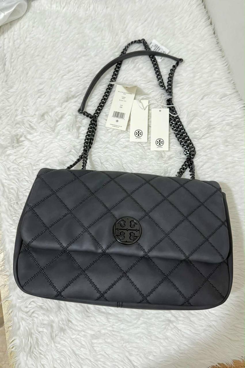 ORIG Preloved Tory Burch Willa Matte Medium Shoulder Bag Black