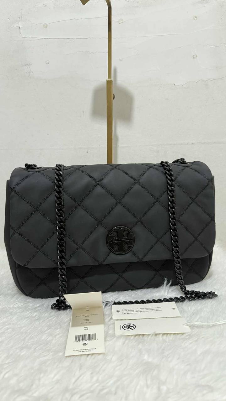 ORIG Preloved Tory Burch Willa Matte Medium Shoulder Bag Black