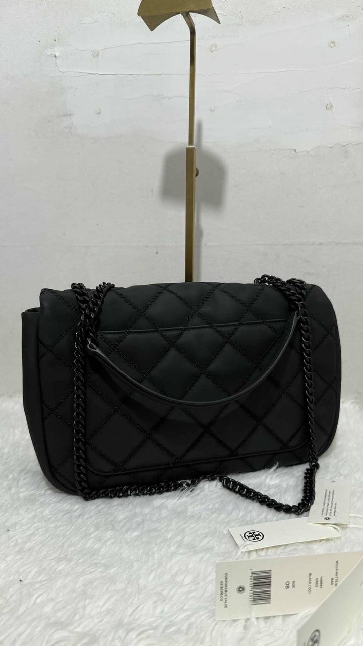 ORIG Preloved Tory Burch Willa Matte Medium Shoulder Bag Black
