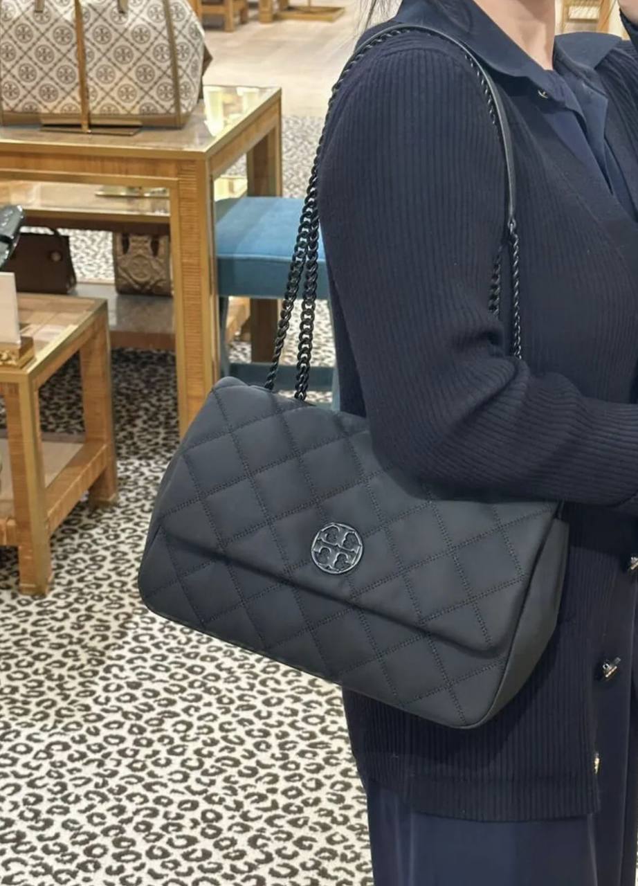 ORIG Preloved Tory Burch Willa Matte Medium Shoulder Bag Black