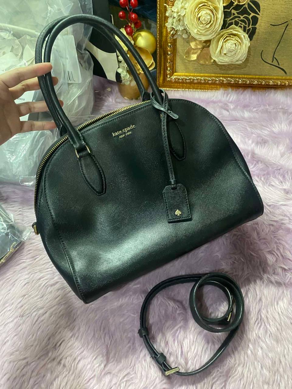 ORIG Preloved Kate Spade Reiley Medium Dome Satchel Black Bag