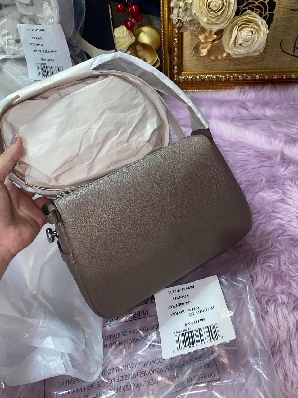 ORIG & IMPORTED TORY BURCH ROMY SMALL SHOULDER BAG WILD MUSHROOM BROWN