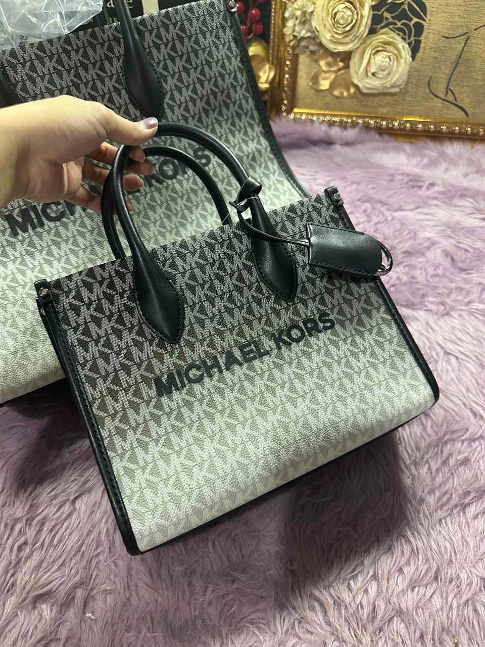 ORIG & IMPORTED Michael Kors  Mirella Small Ombré Signature Logo Crossbody Black Bag