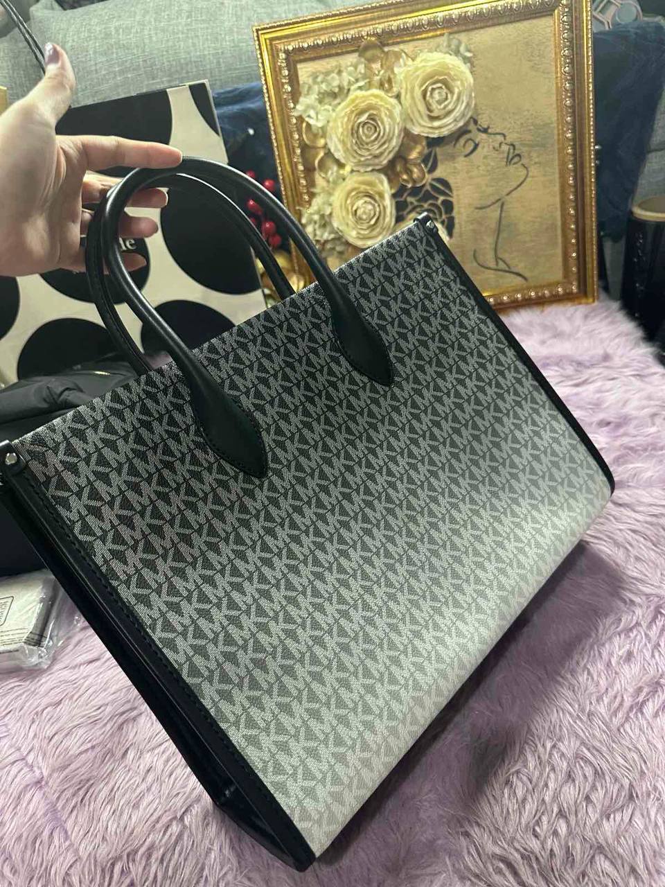 ORIG & IMPORTED Michael Kors Mirella Medium Ombré Logo Tote Bag Black