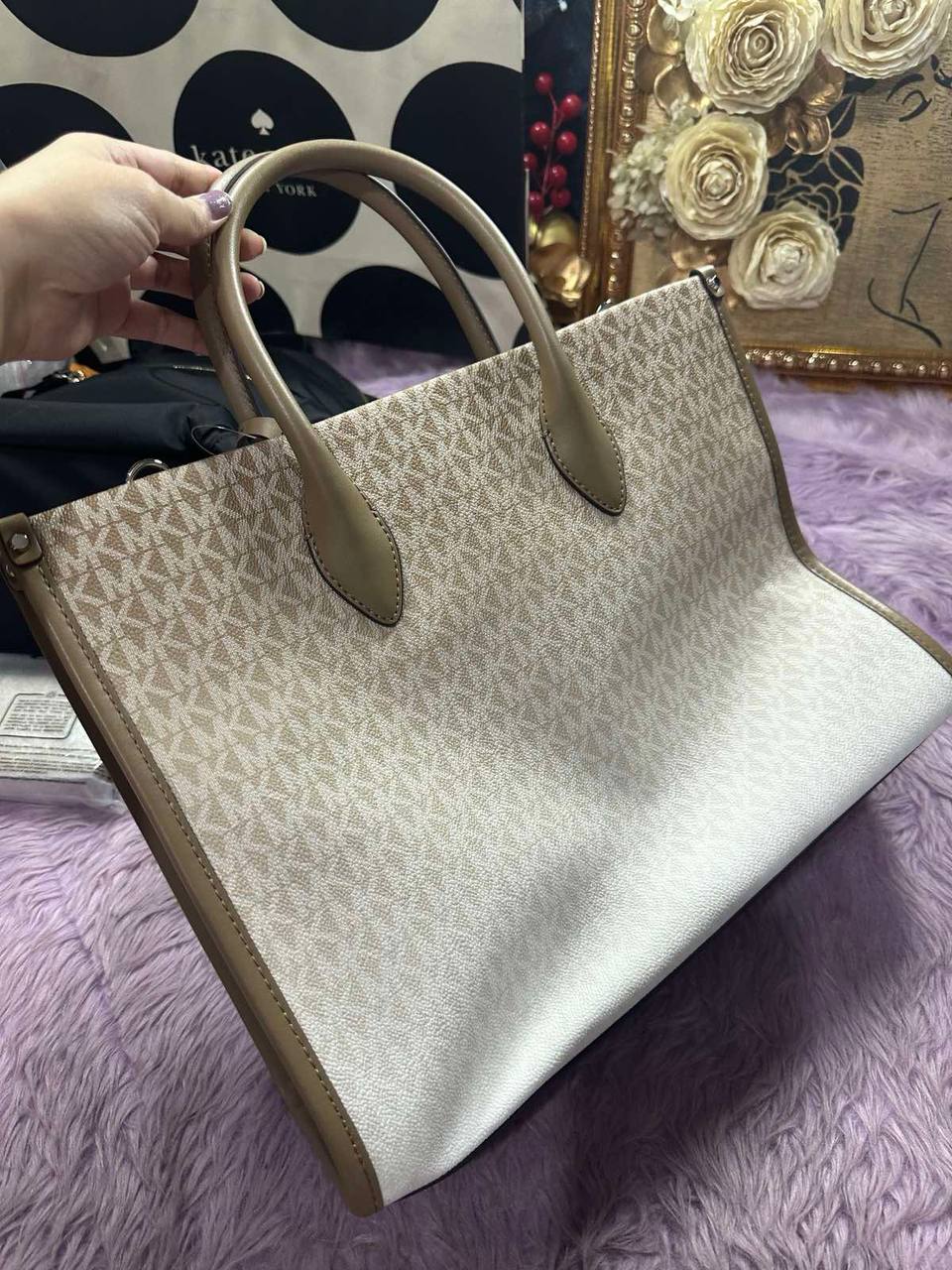 ORIG & IMPORTED Michael Kors Mirella Medium Ombré Logo Tote Bag Brown