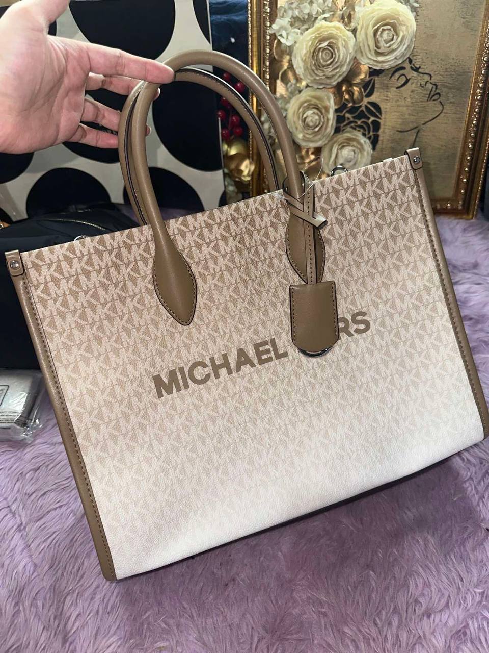 ORIG & IMPORTED Michael Kors Mirella Medium Ombré Logo Tote Bag Brown