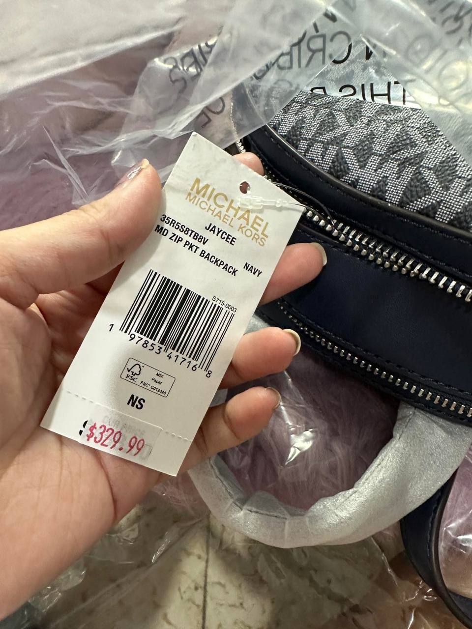 ORIG & IMPORTED Michael Kors Jaycee Medium Ombré Signature Logo Backpack Navy Bag