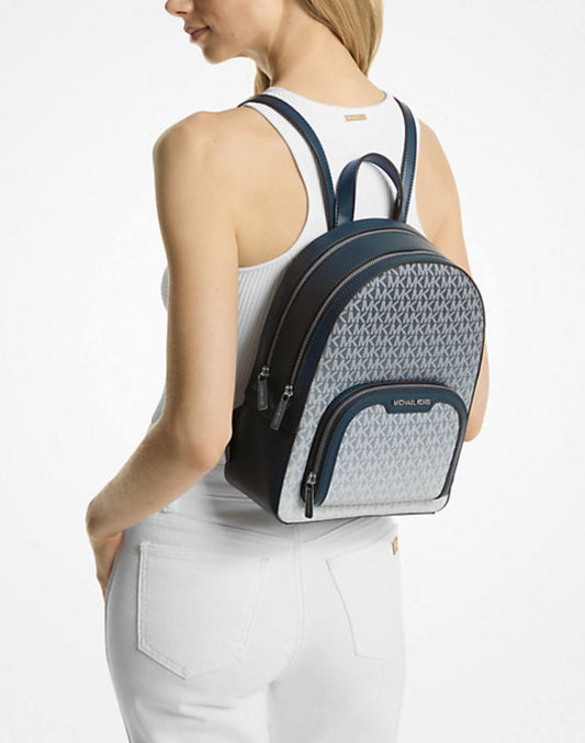 ORIG & IMPORTED Michael Kors Jaycee Medium Ombré Signature Logo Backpack Navy Bag