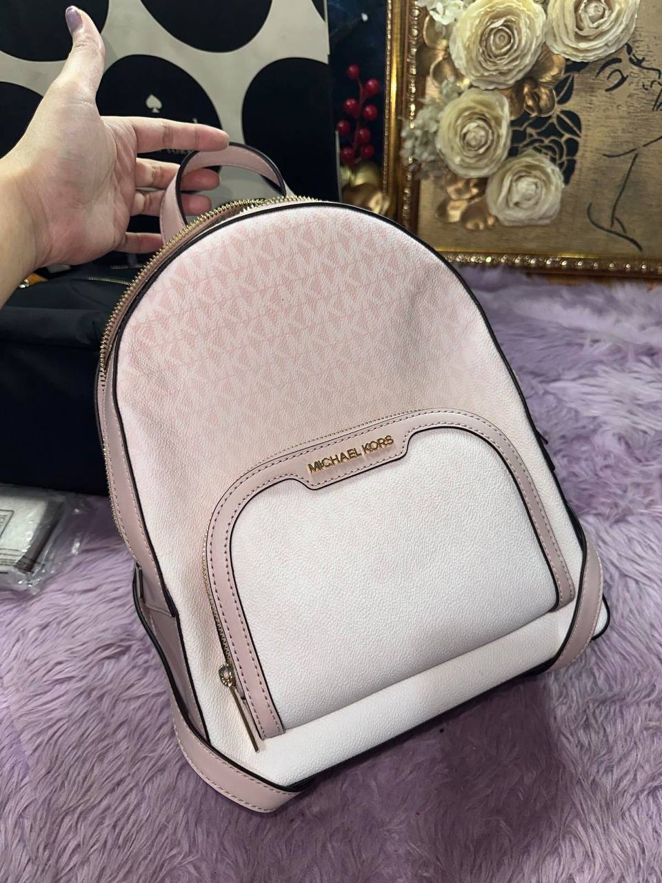 ORIG & IMPORTED Michael Kors Jaycee Medium Ombré Signature Logo Backpack Pink Bag