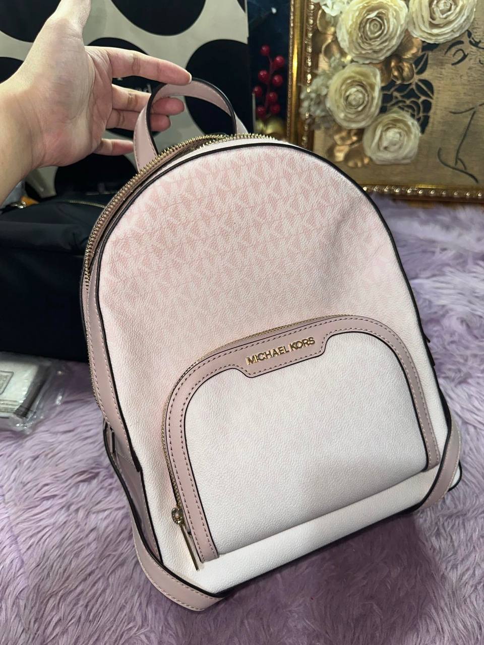 ORIG & IMPORTED Michael Kors Jaycee Medium Ombré Signature Logo Backpack Pink Bag