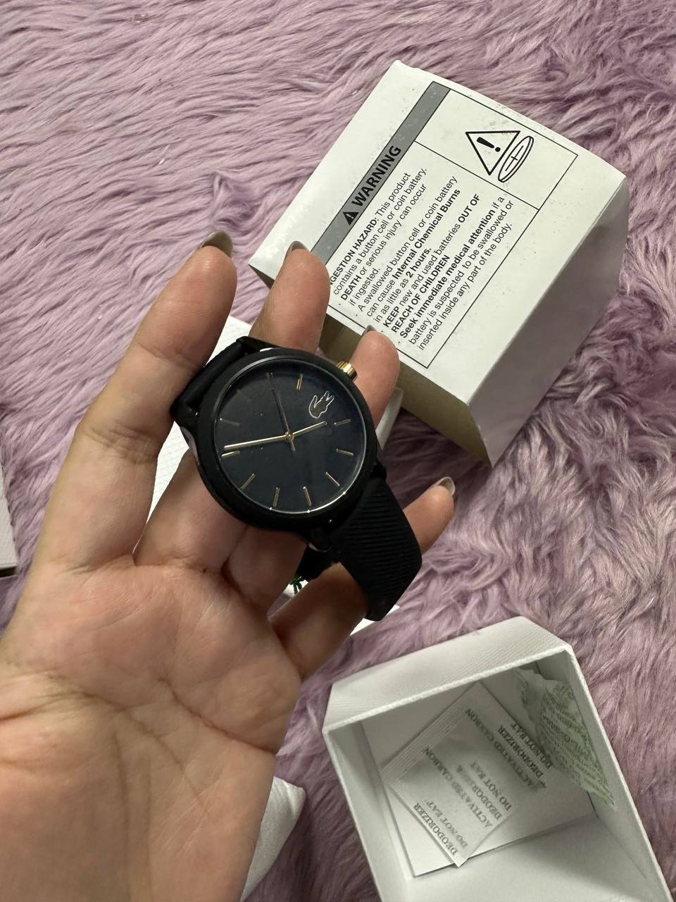 ORIG & IMPORTED LACOSTE Watch Women 36mm Black Gold Tone Logo LC.112.3.29.2929