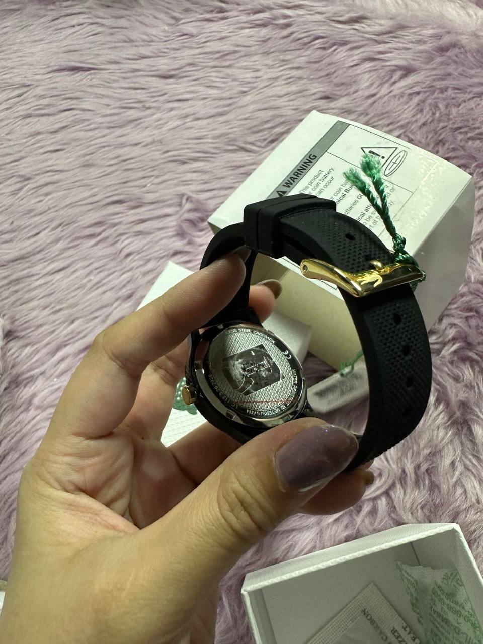 ORIG & IMPORTED LACOSTE Watch Women 36mm Black Gold Tone Logo LC.112.3.29.2929