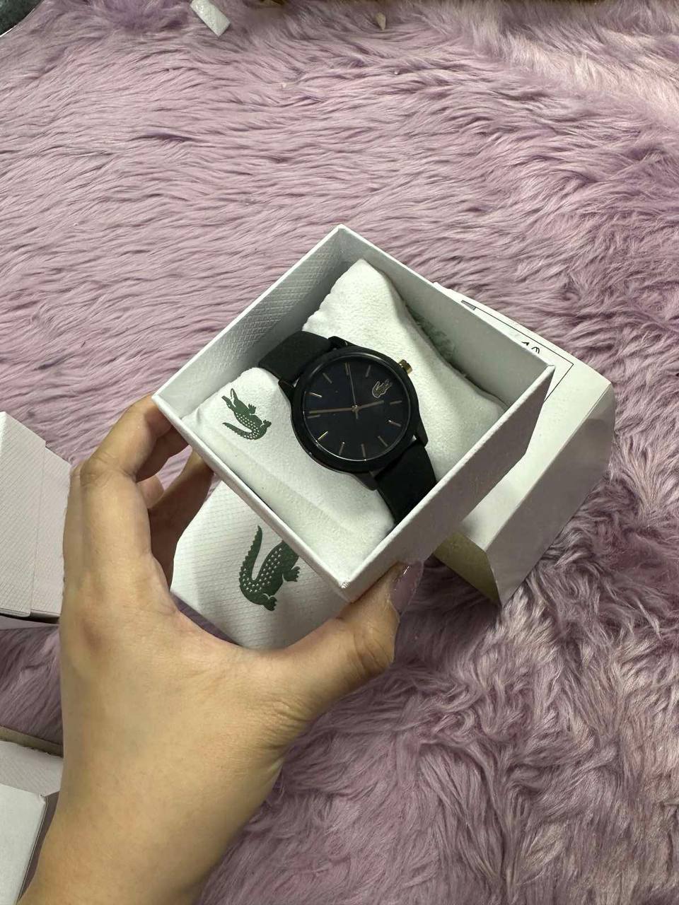 ORIG & IMPORTED LACOSTE Watch Women 36mm Black Gold Tone Logo LC.112.3.29.2929