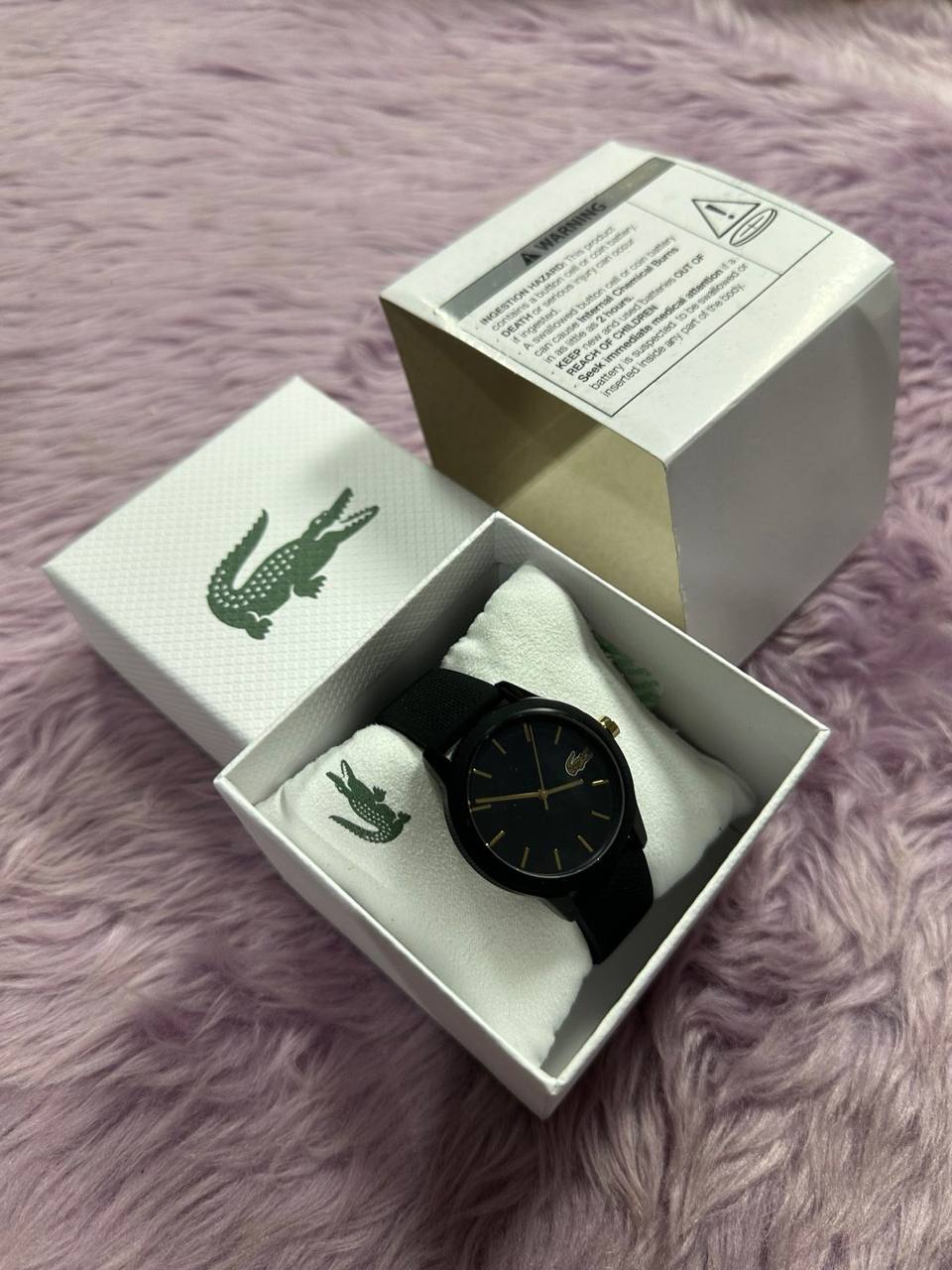 ORIG & IMPORTED LACOSTE Watch Women 36mm Black Gold Tone Logo LC.112.3.29.2929