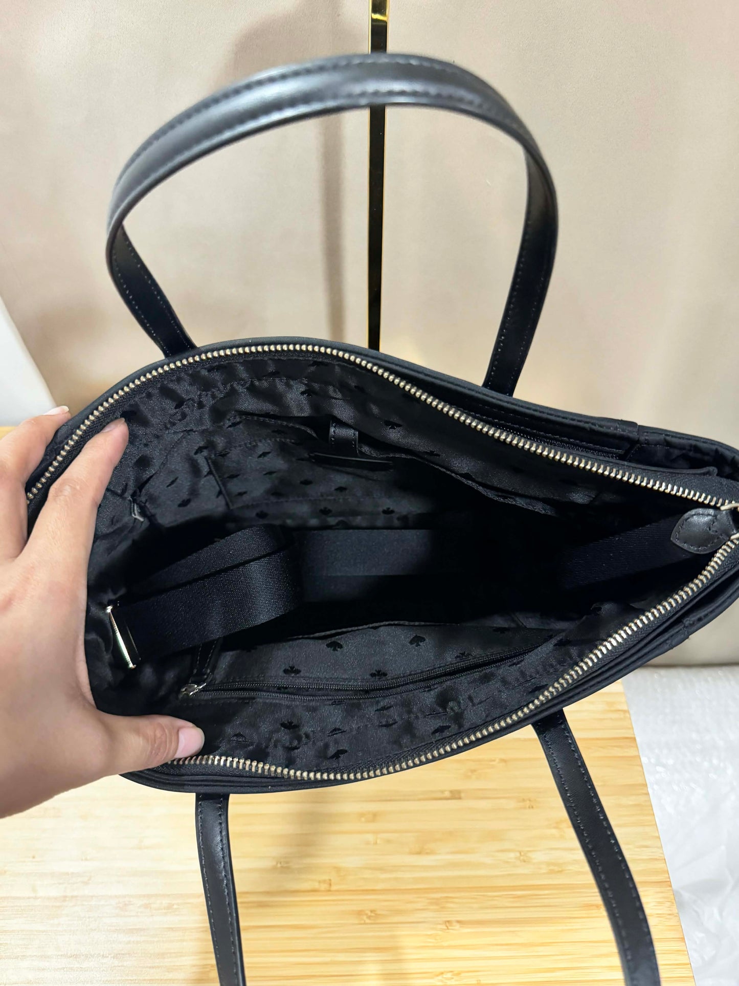 ORIG Preloved KS Chelsea Medium Satchel Black Nylon Bag