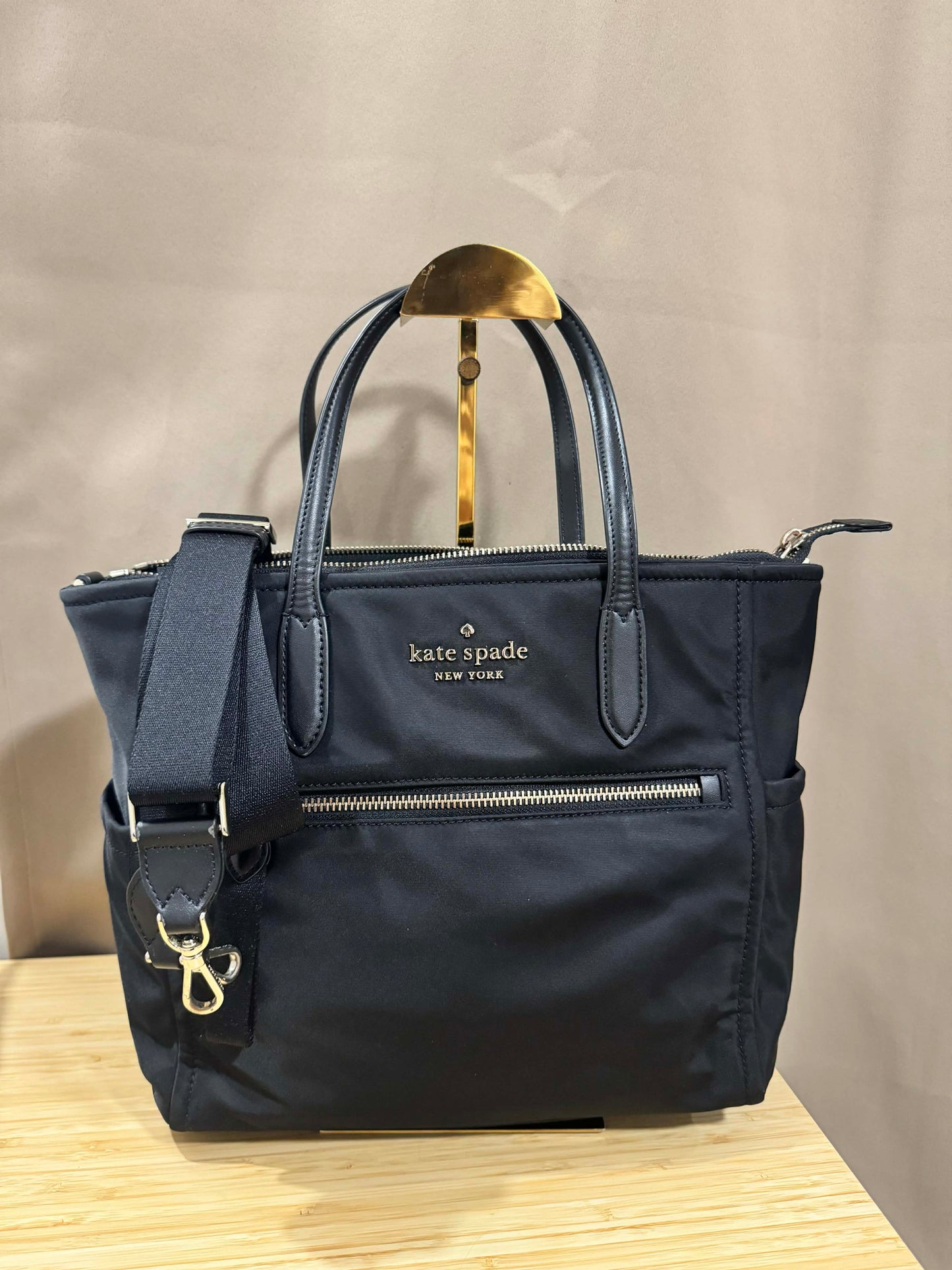 ORIG Preloved KS Chelsea Medium Satchel Black Nylon Bag