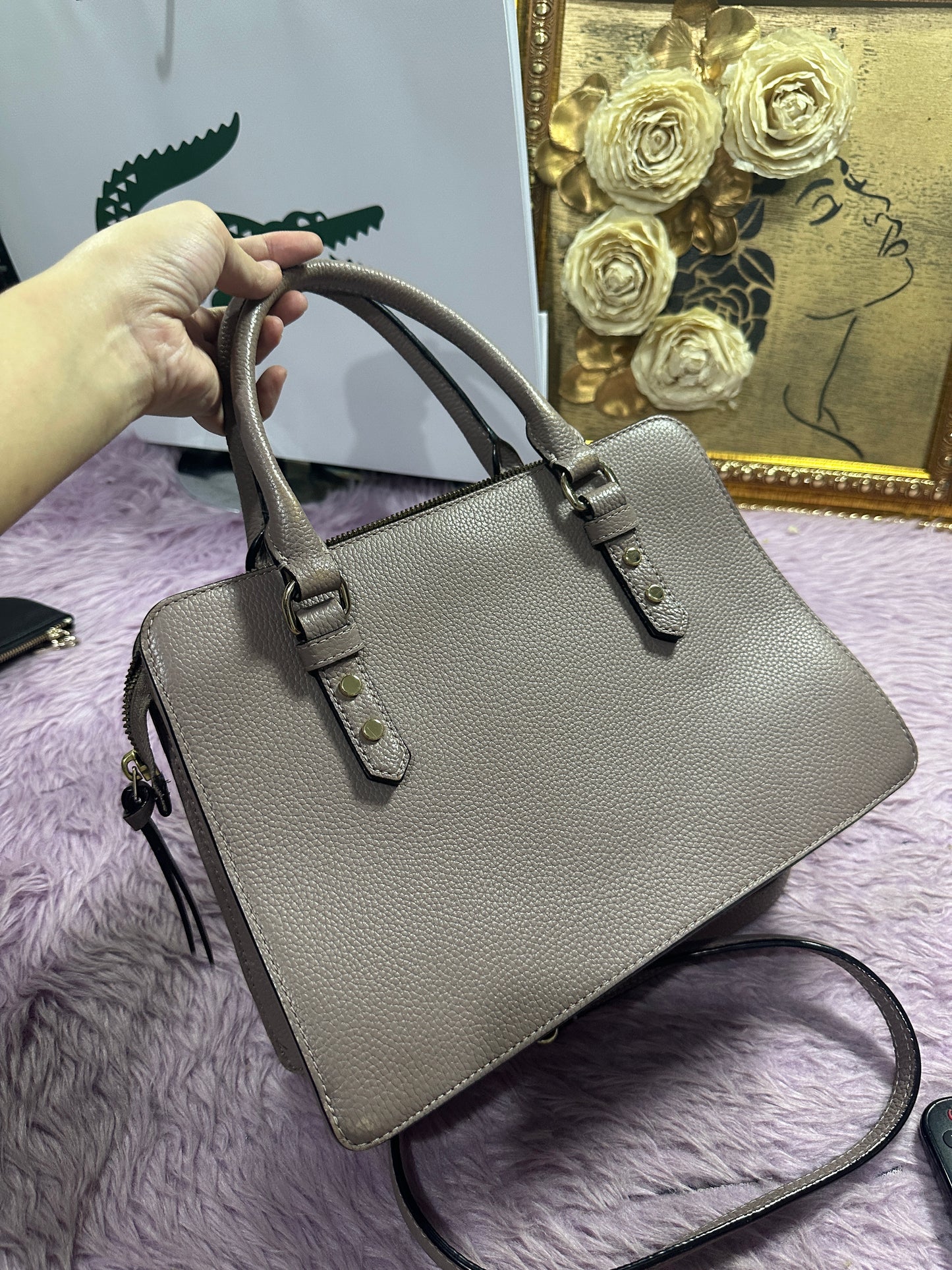 ORIG Preloved KS Lise Mulberry Street Satchel Taupe Medium Bag