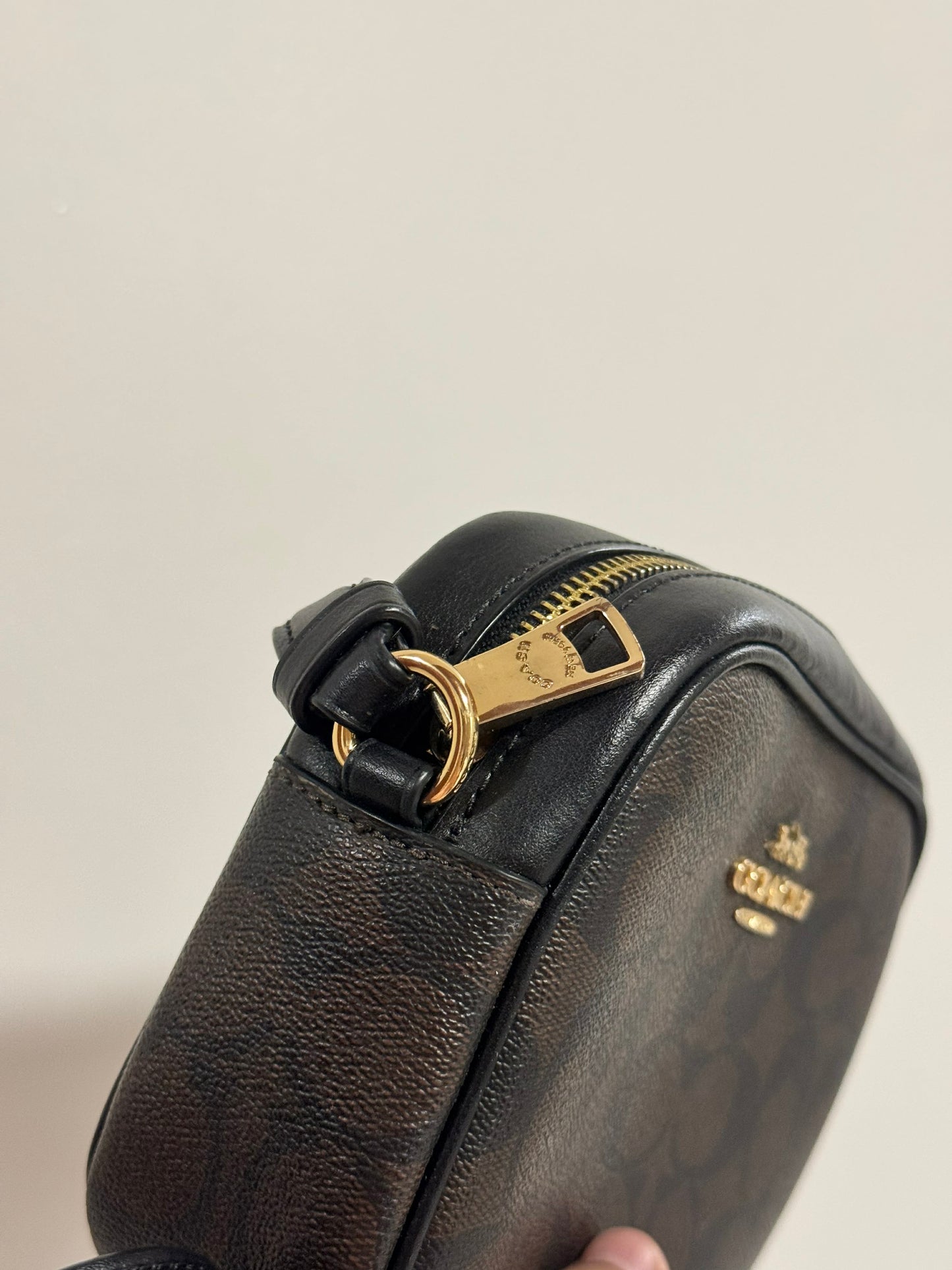 ORIG Preloved CCH Mini Jamie Camera Brown Bag In Signature Canvas