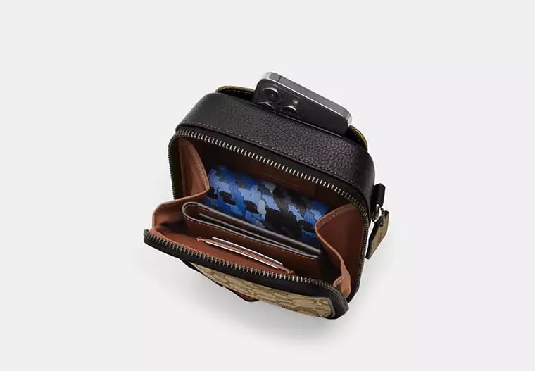 AUTHENTIC/ORIGINAL COACH Stanton Crossbody In Signature Jacquard - Silver/Black