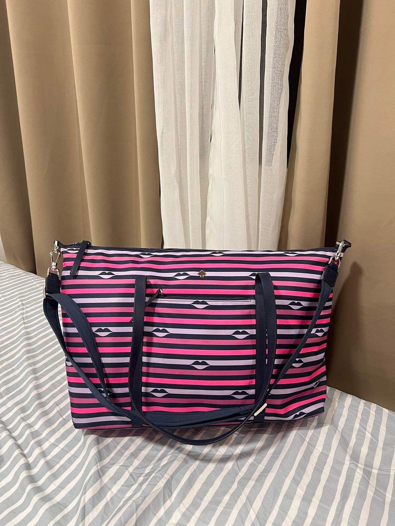 AUTHENTIC/ORIGINAL KateSpade KS Preloved Jae Weekender Large Travel Nylon Pink Bag