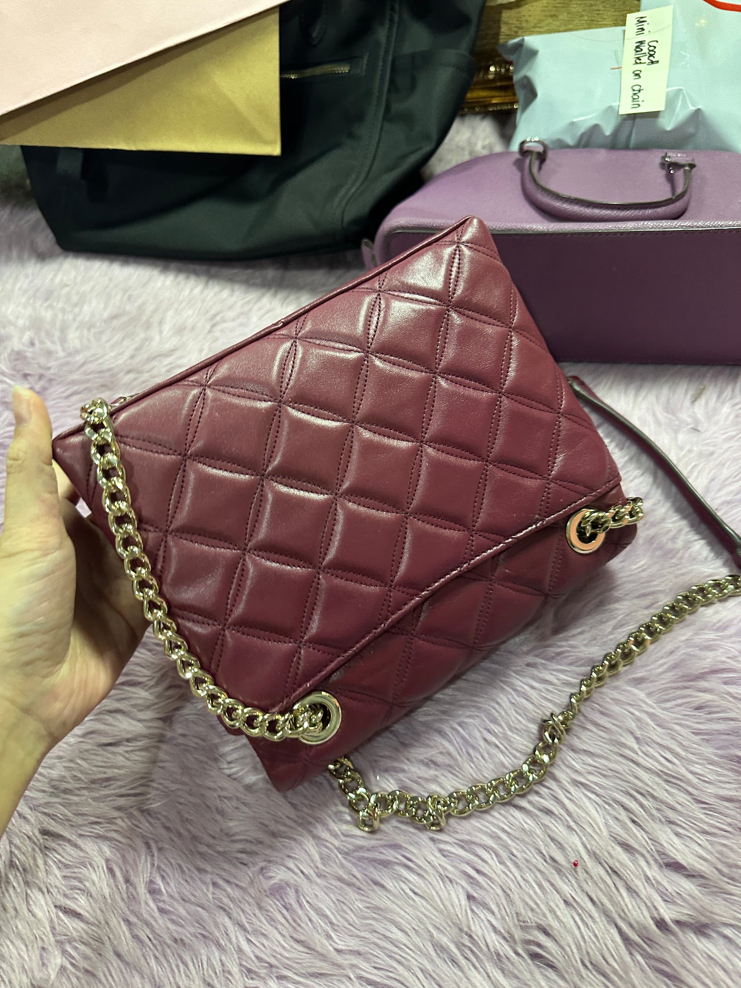 ORIG Preloved KS Natalia Small & Medium Flap Shoulder Bag in Cherrywood Red Bag